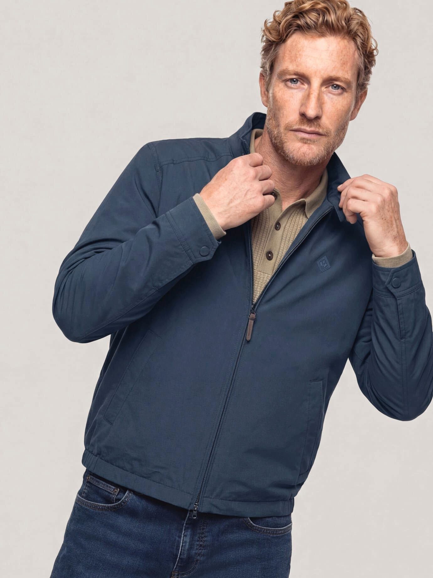 Walbusch Blouson Herren Wasserabw. Blouson aus Microfaser Umlegekragen, modisch, pflegeleicht, wasserabweisend, wärmend