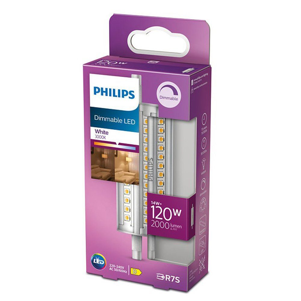 Philips LED-Leuchtmittel R7s LEDLinear 118 mmm 14W wie 120W, R7s, Warmweiß