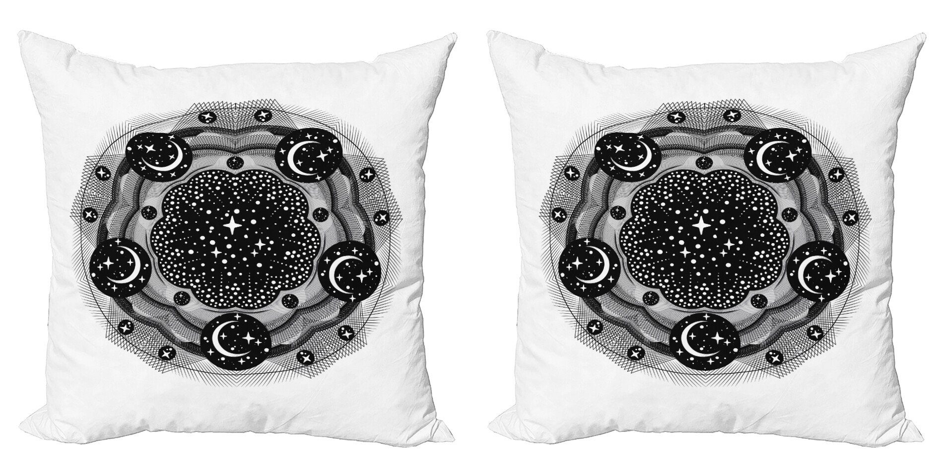 Kissenbezüge Modern Accent Doppelseitiger Digitaldruck, Abakuhaus (2 Stück), Galaxy Mandala Starry Dots Crescent