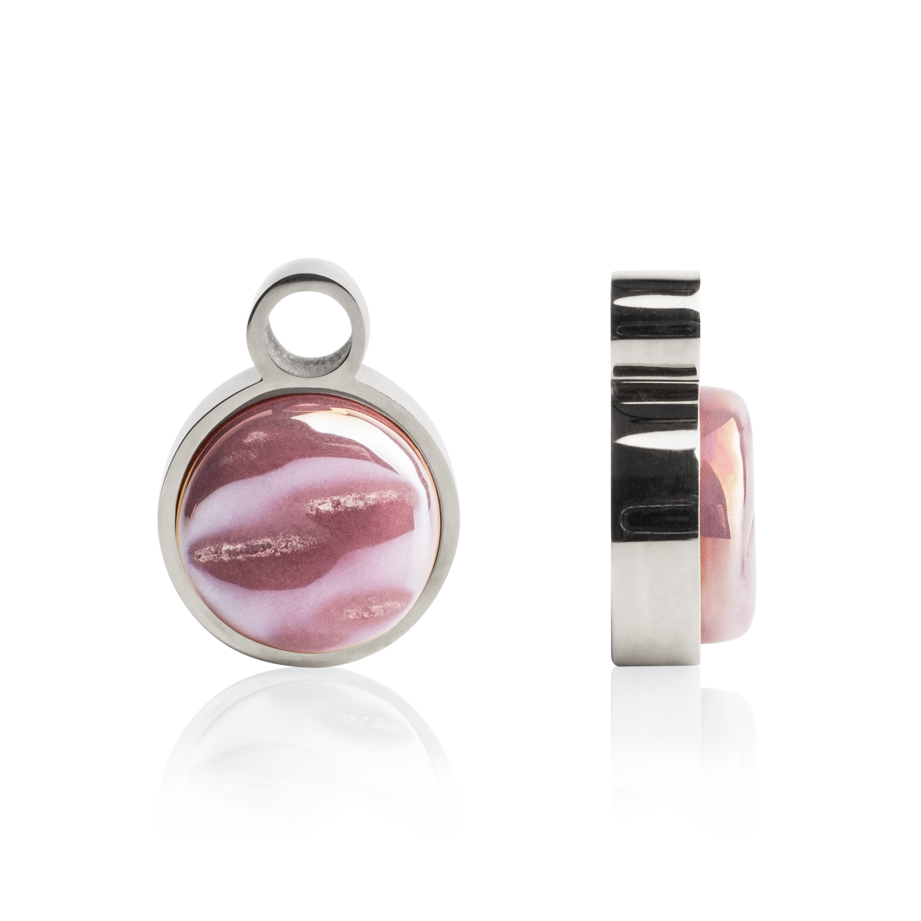ALEXASCHA Runder Anhänger Anhänger für Creolen mit 2mm ⌀ • Mix & Match Perlmutt Charms aus Glas
