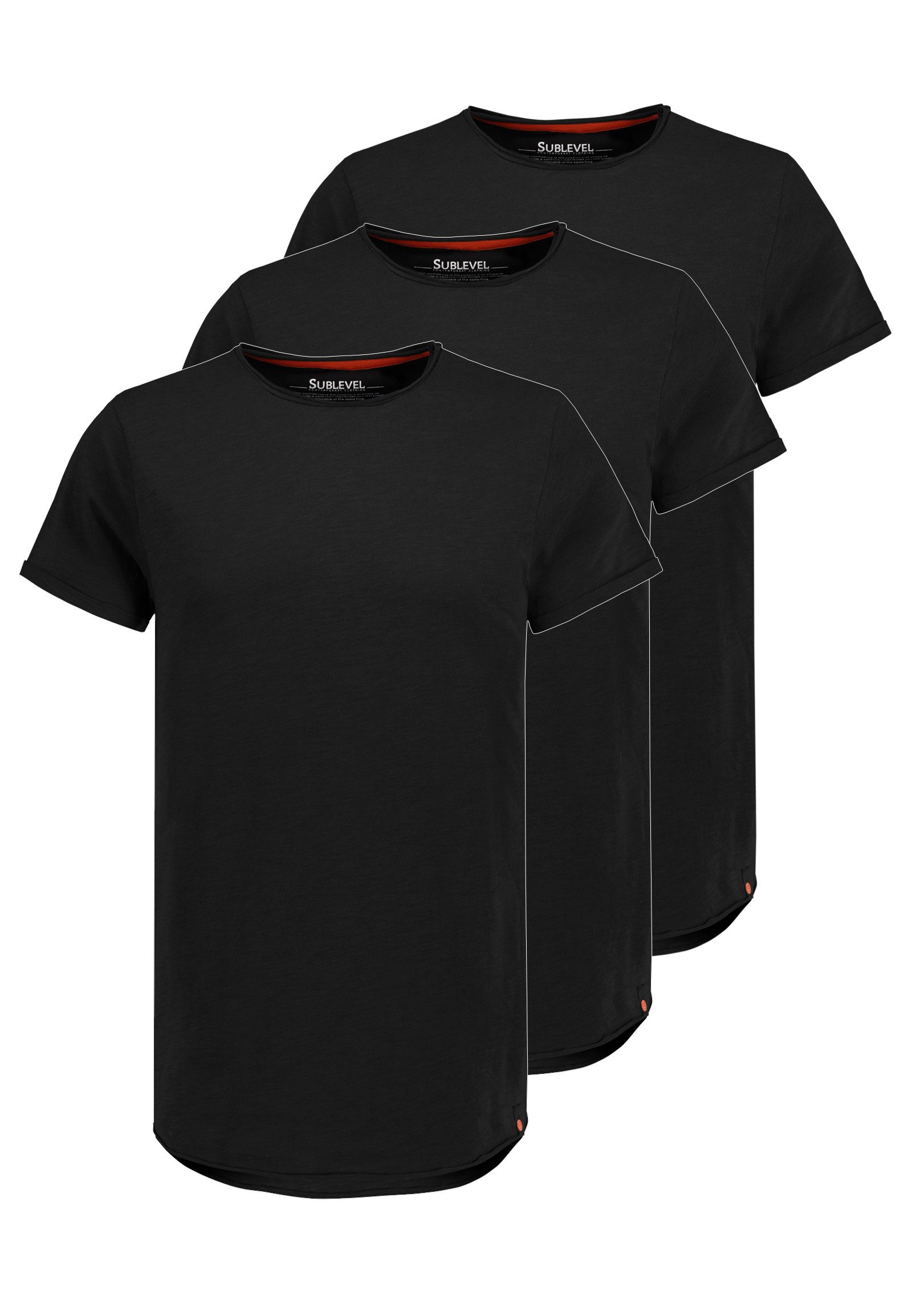 SUBLEVEL T-Shirt Kurzarm Rundhals 3er Pack (3-tlg) 3er Pack Basic T-Shirt