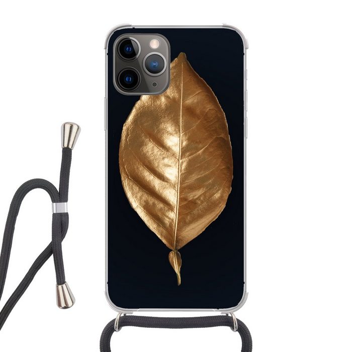 MuchoWow Handyhülle Blätter - Chic - Gold - Pflanzen - Schwarz Handyhülle Telefonhülle Apple iPhone 12 Pro Max