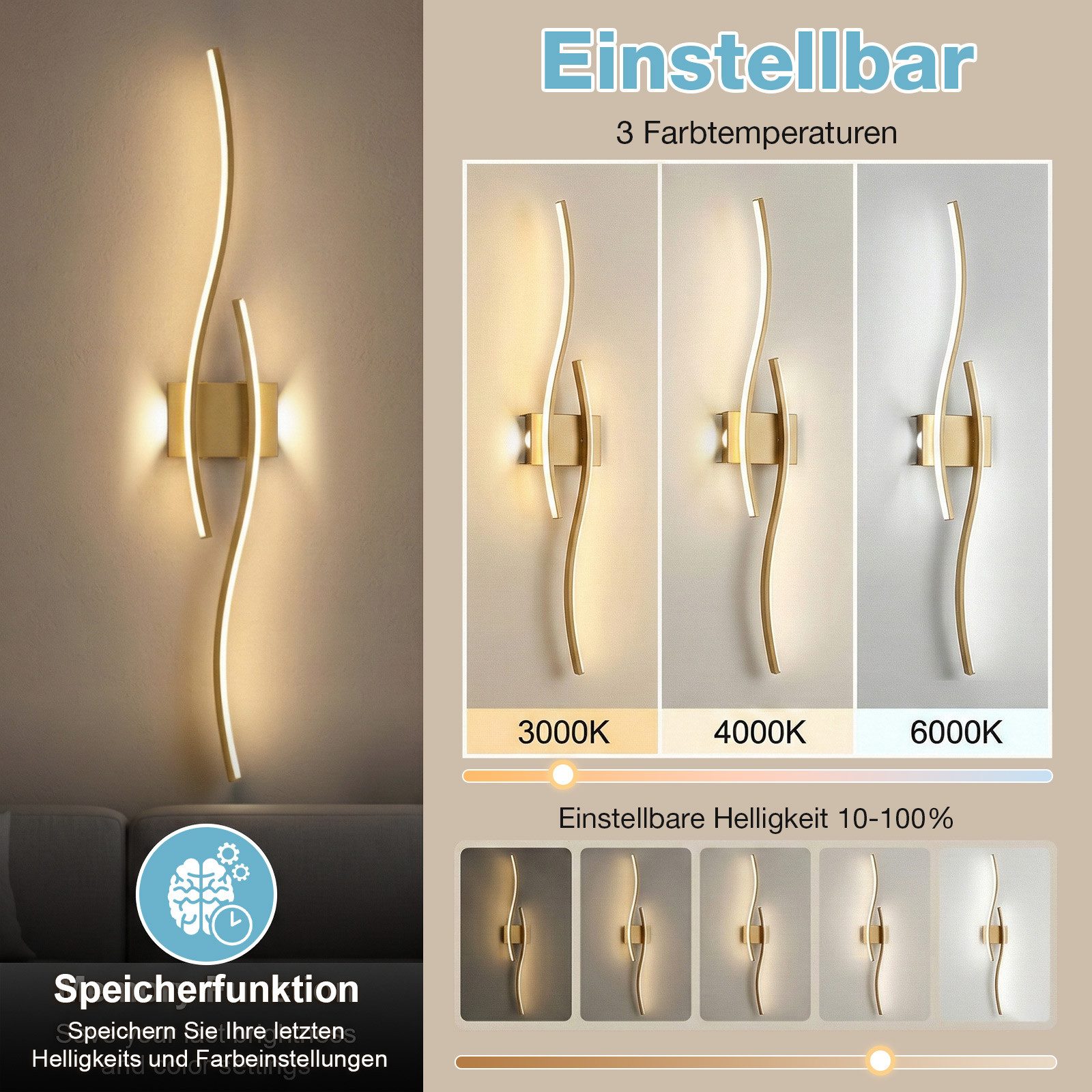 Lapalife Wandleuchte Innen Akku Wandlampe Dimmbar mit Fernbedienung, Kabellose,Timer, Wandleuchte für Wohnzimmer Schlafzimmer Flur Treppen, 100CM