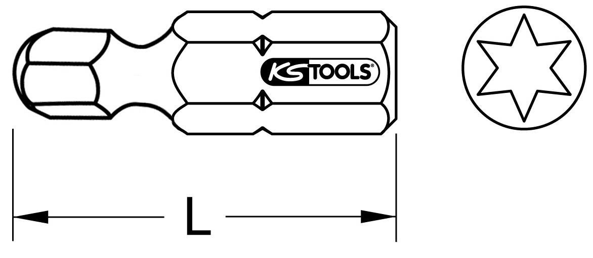 Thumbnail - KS Tools Bohrer- und Bitset 1/4" Bit Torx, 25mm, Kugelkopf, T30, 5er Pack