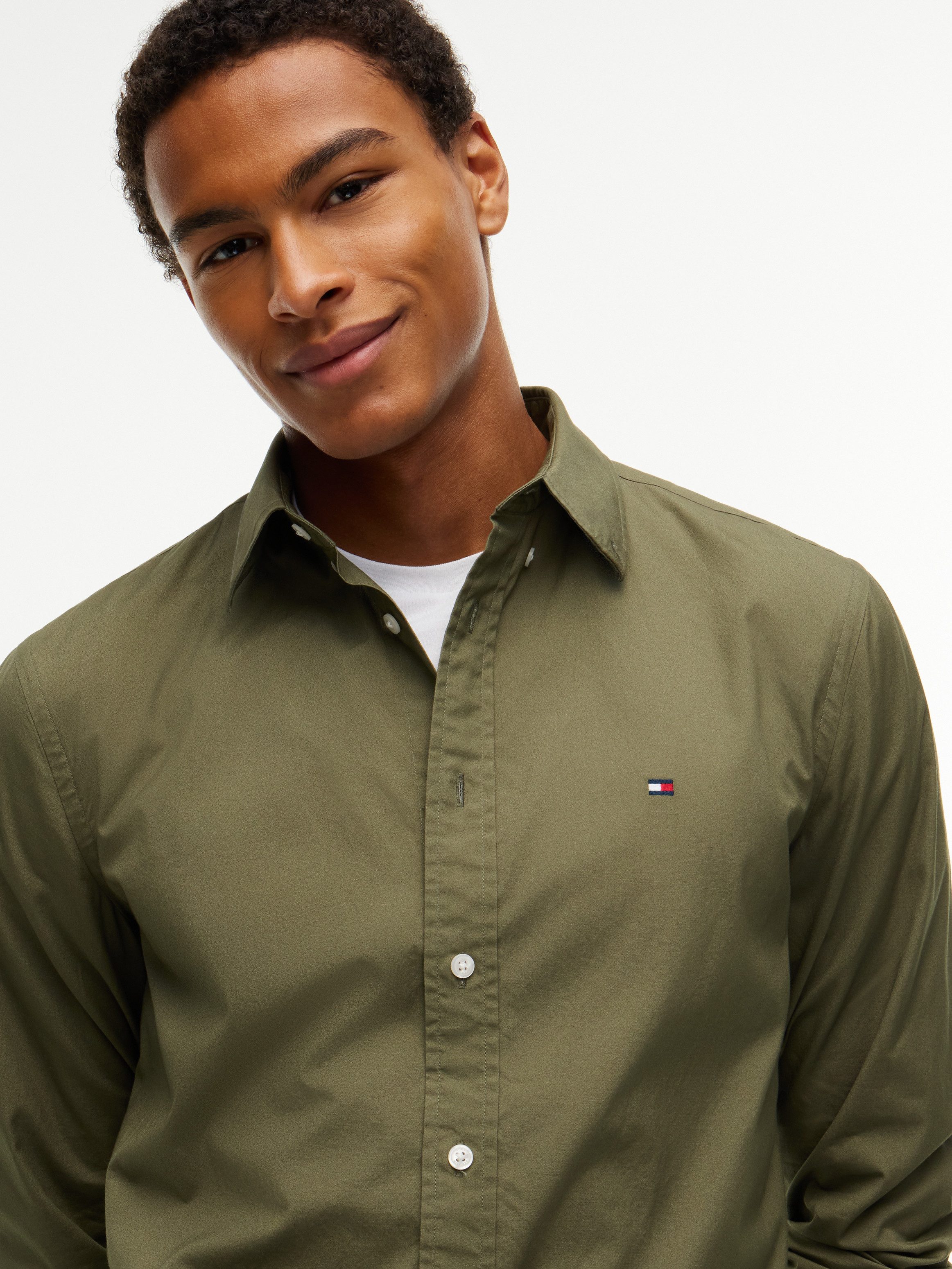 Tommy Hilfiger Businesshemd FLEX POPLIN SOLID Regular Fit Flex Cotton