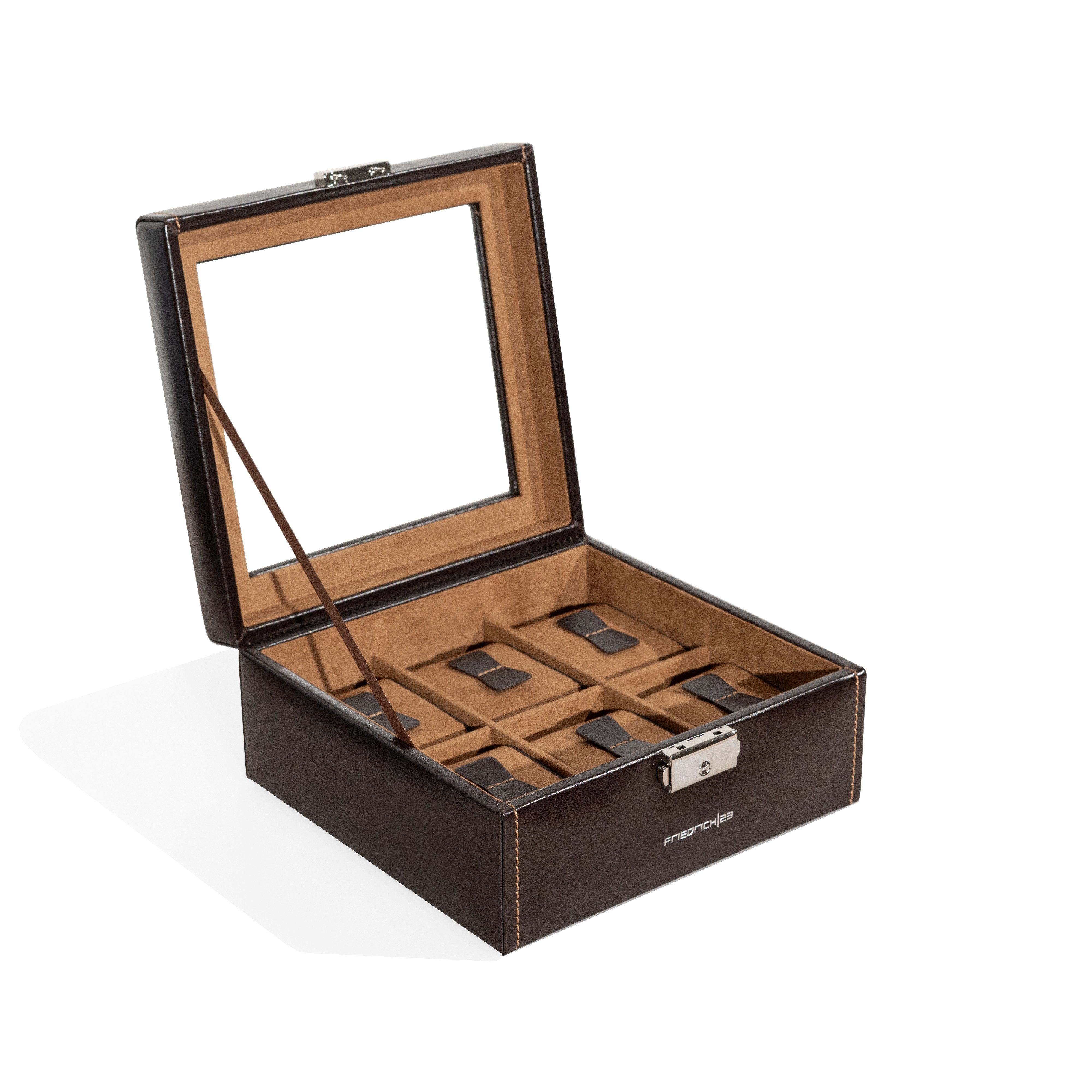 Friedrich23 Uhrenbox Bond mit Glasdeckel für 6 Uhren
