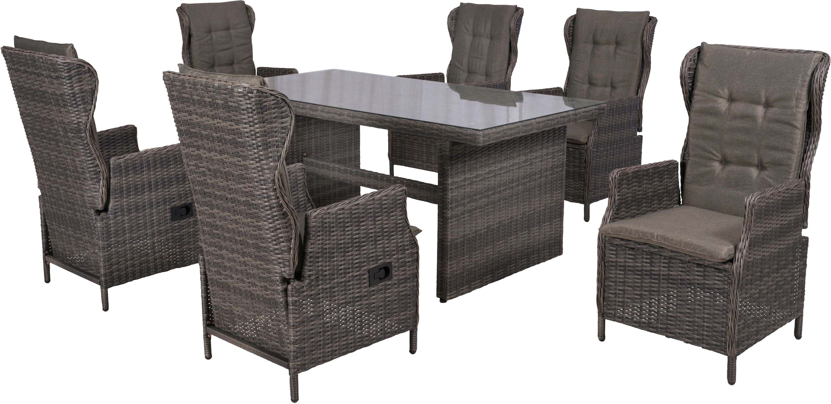MERXX Garten-Essgruppe Saviano, (Set, 13-tlg), inkl. 6 Sessel, 6 Auflagen, 1 Tisch