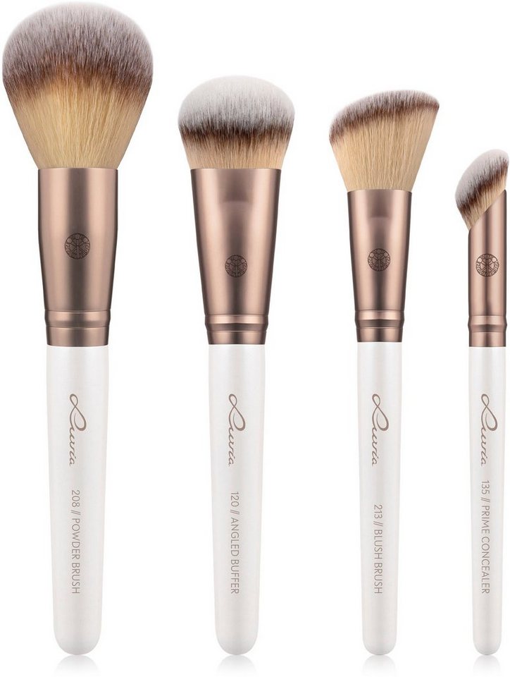 Luvia Cosmetics Kosmetikpinsel-Set Flawless Face, 4 tlg., einzigartige  Kopfform für besonders gleichmäßige Ergebnisse