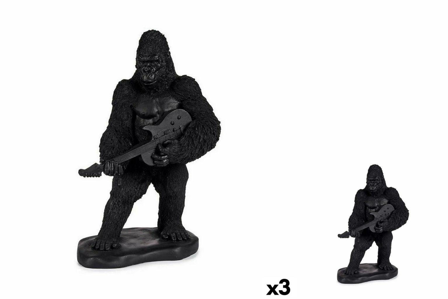 Gift Decor Dekoobjekt Deko-Figur Gorilla Gitarre Schwarz 17,5 x 38 x 27 cm 3 Stück