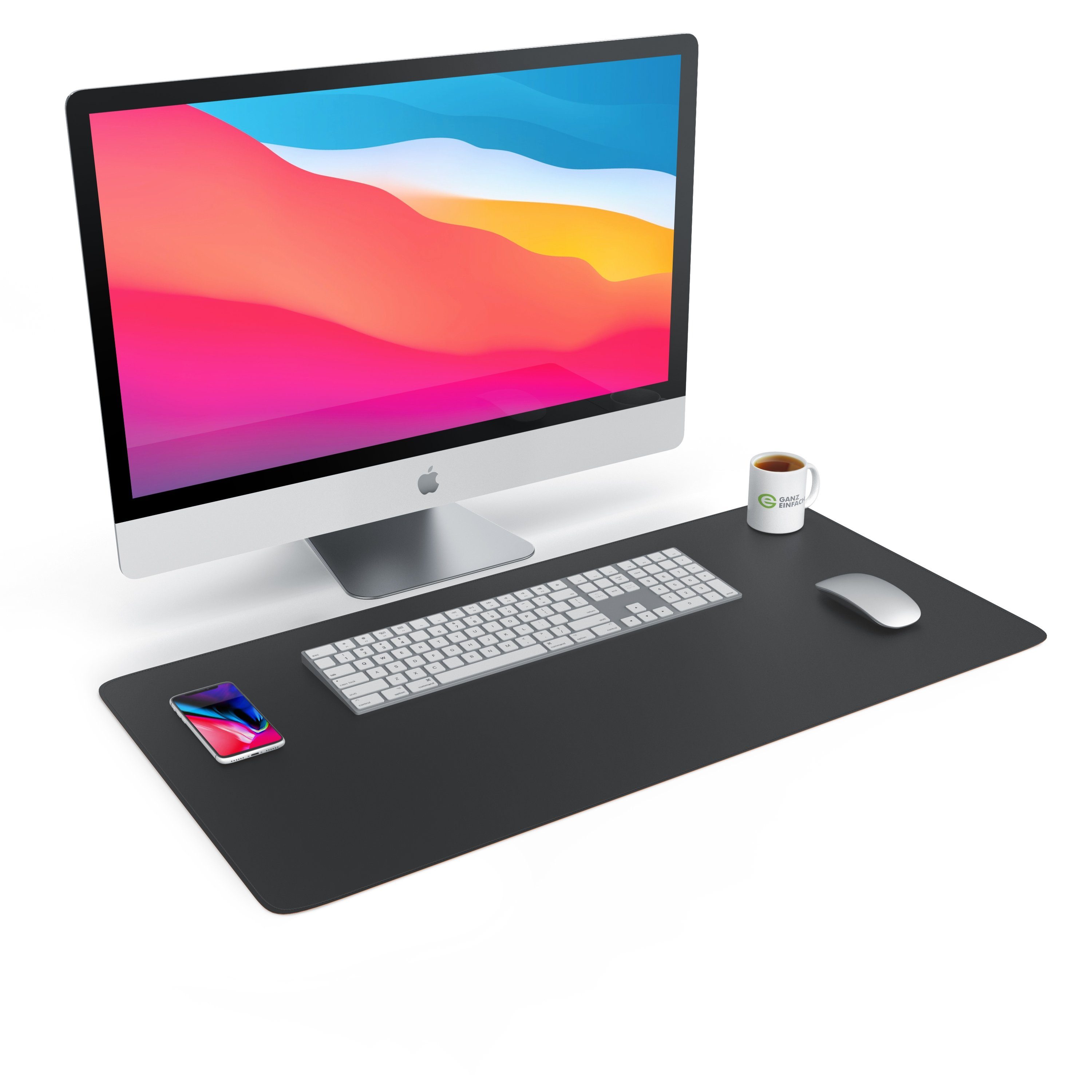 CSL Mauspad XXL Mousepad 800 x 400 x 3 mm, Tischunterlage, Elegante Leder Optik (1-St), rutschfest, abwaschbar, Geschwindigkeit & Präzision, schwarz – Bild 4 von 5
