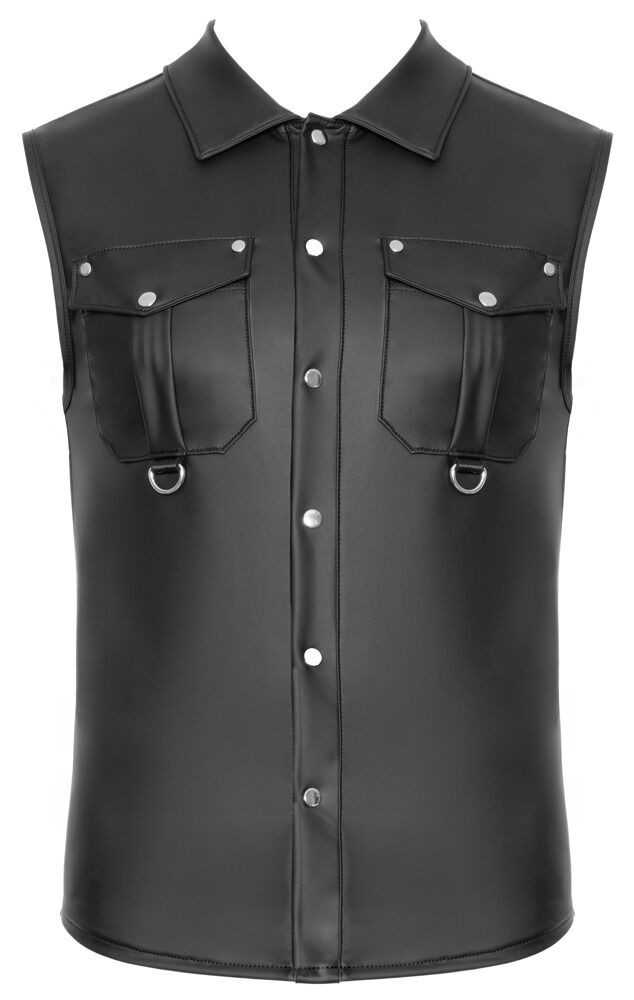Muskelshirt Shirt mit Brusttaschen im Mattlook - schwarz