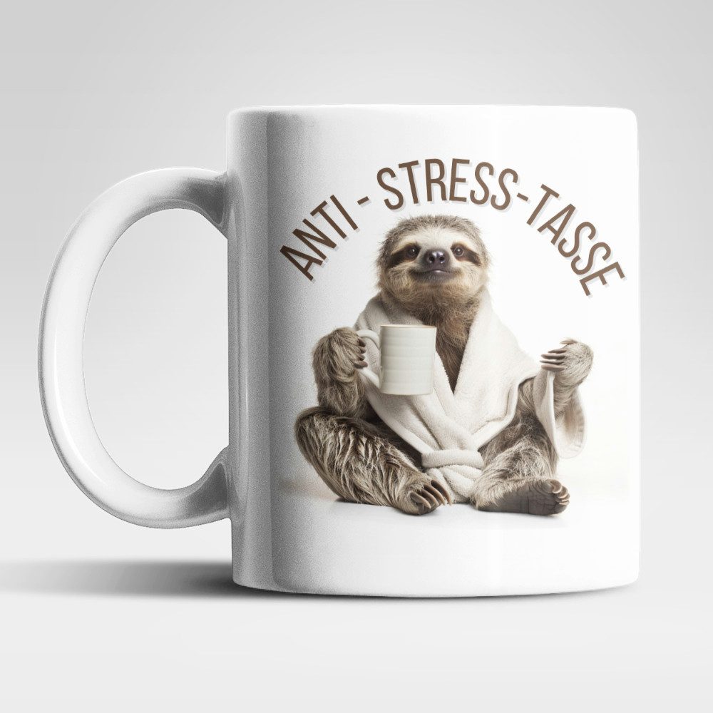 WS-Trend Tasse Anti Stress Faultier Kaffeetasse Teetasse Geschenkidee 325 ml, Keramik