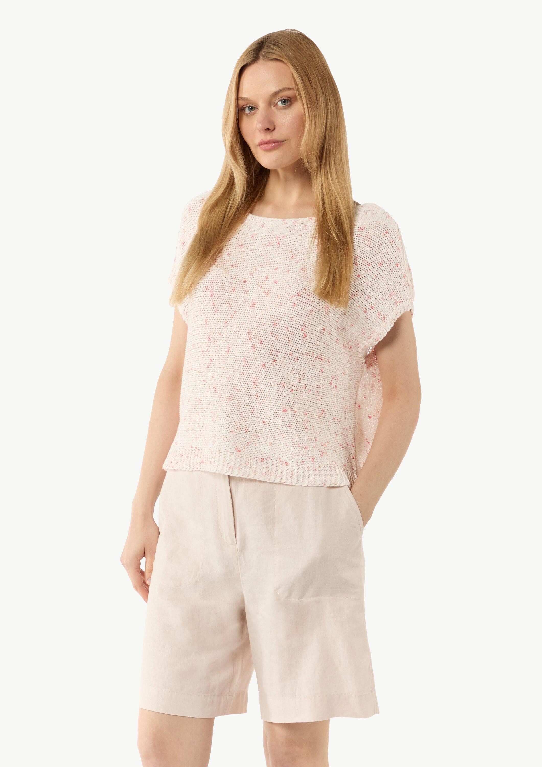 comma Kurzarmshirt Strickpullunder Strick-Shirt mit überschnittenen Schultern im Boxy-Look