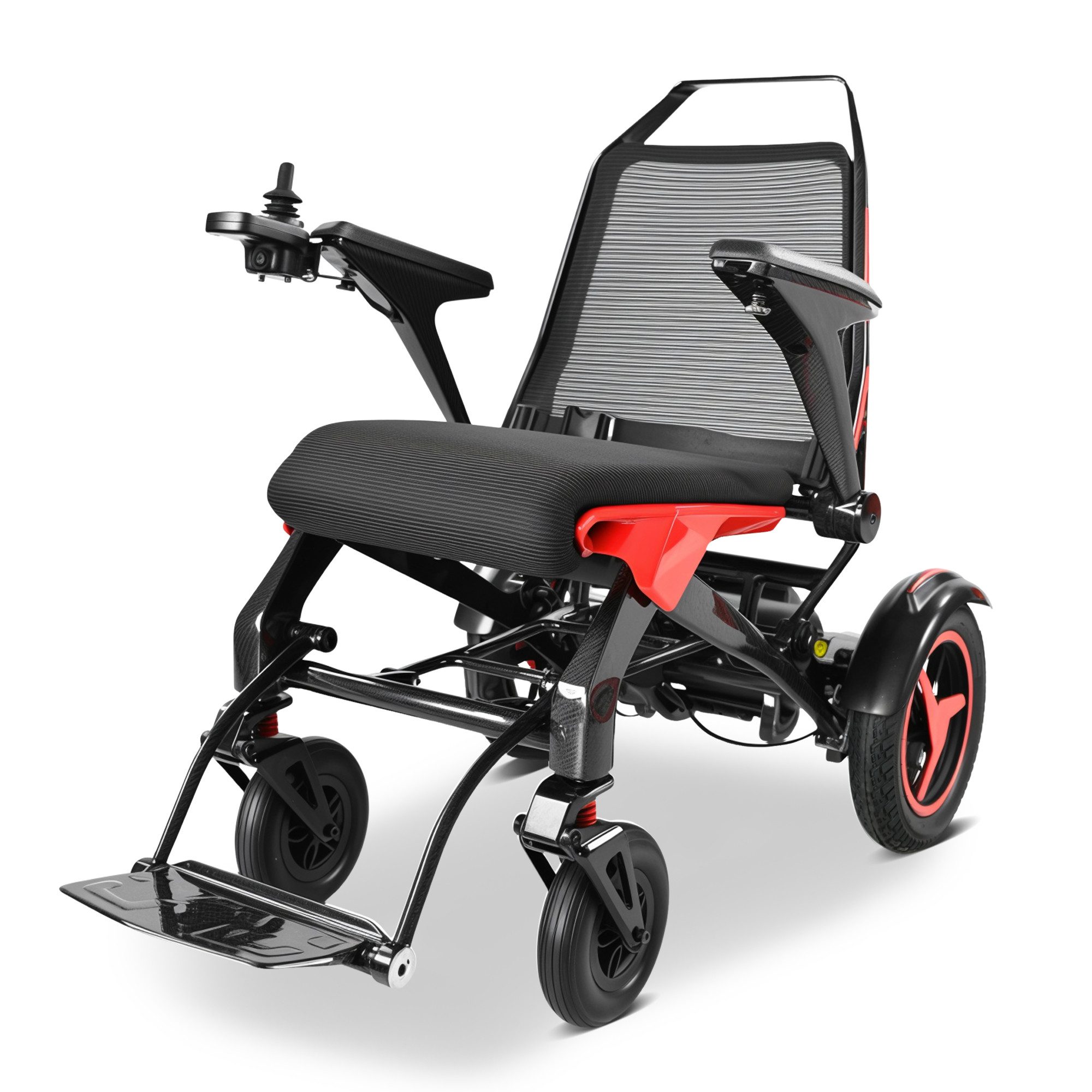 Vankel Elektrorollstuhl Kohlefaser-klappbar-leicht elektr Rollstuhl 400W, max.40 km max.150 kg, mit 22kg Gewicht, 12° Steigfähigkeit & 24V 20Ah Akku
