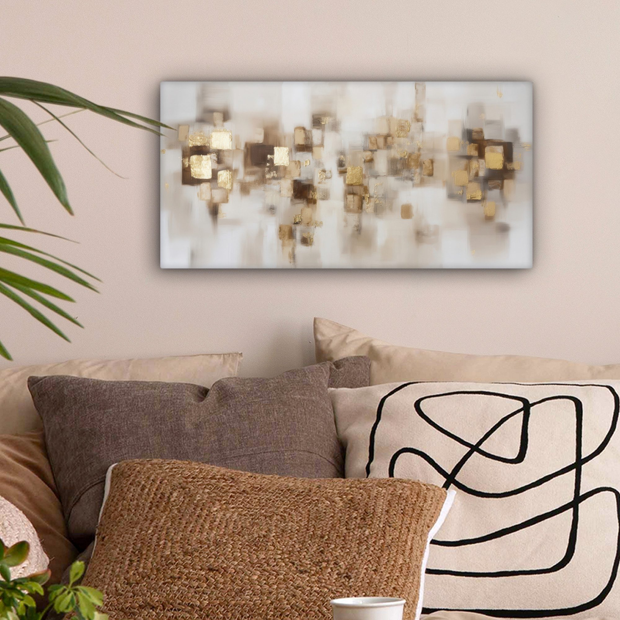 OneMillionCanvasses® Leinwandbild Panorama Abstrakte Quadrate - günstig online kaufen