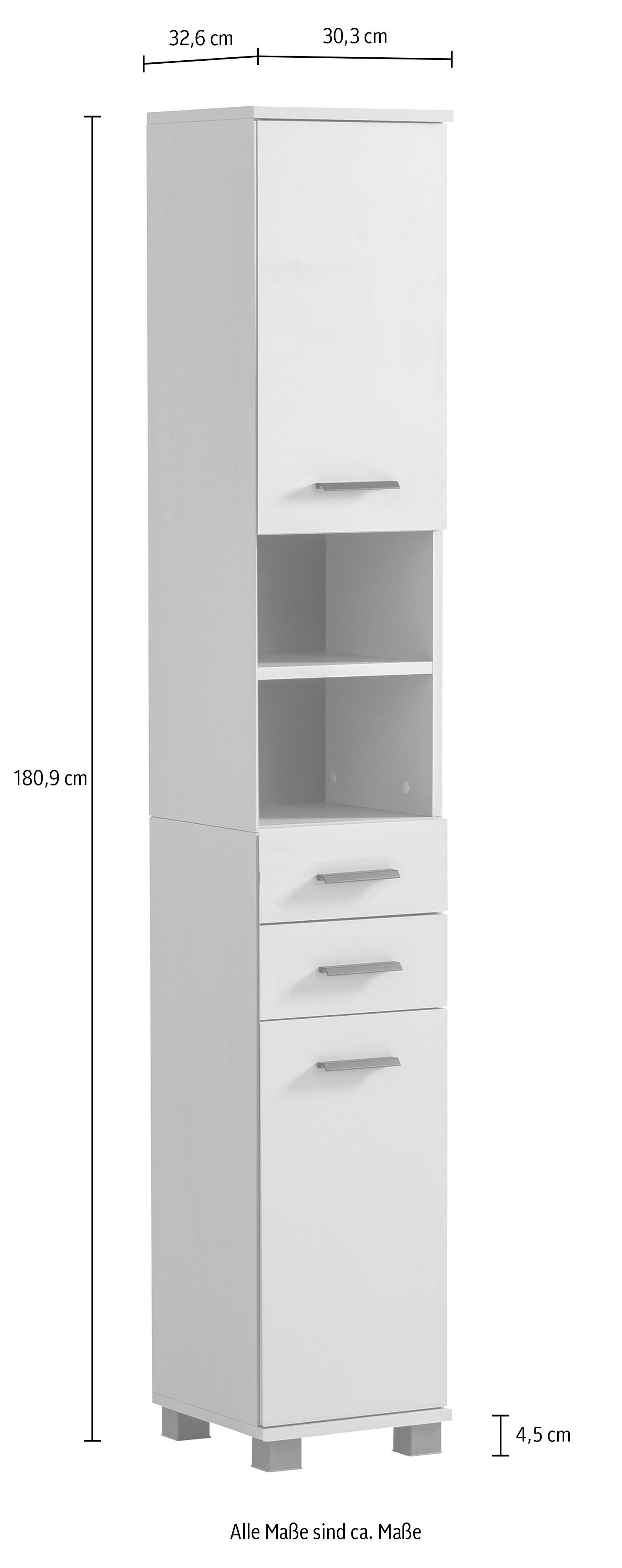 welltime Hochschrank Wechselbarer Türanschlag, Metallbeschläge – Bild 2 von 2