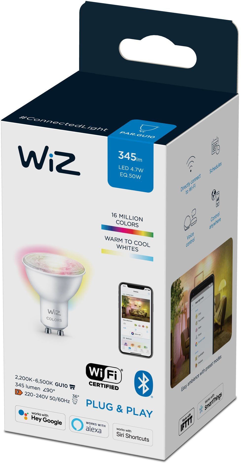 Farbwechsler GU10, Wireless LED-Leuchtmittel 50W Set, Spot Sensor GU10 White&Color + WiZ