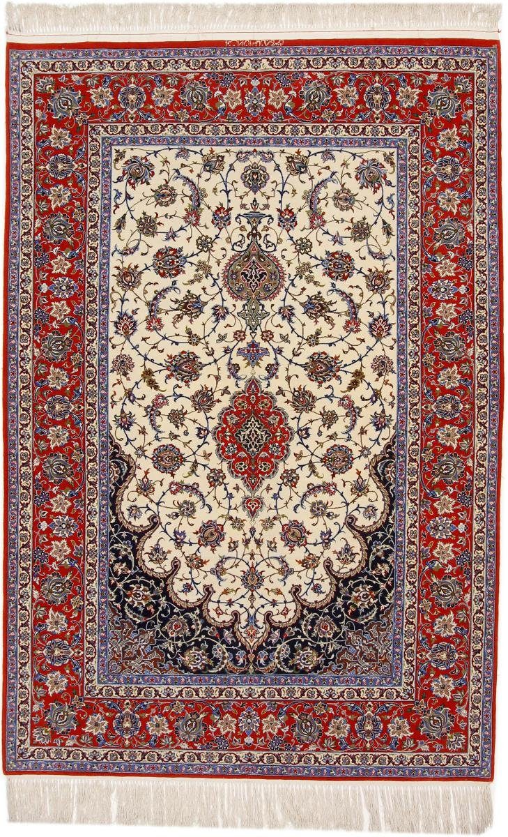 rechteckig, Trading, Orientteppich Isfahan Handgeknüpfter 151x221 Nain Seidenkette Höhe: 8 Orientteppich, mm