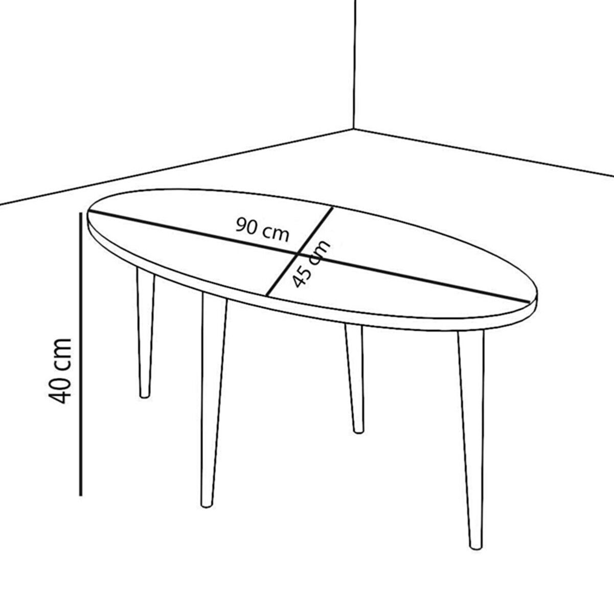 en.casa Couchtisch, Ovale Tischplatte, goldfarbene Details 91330513
