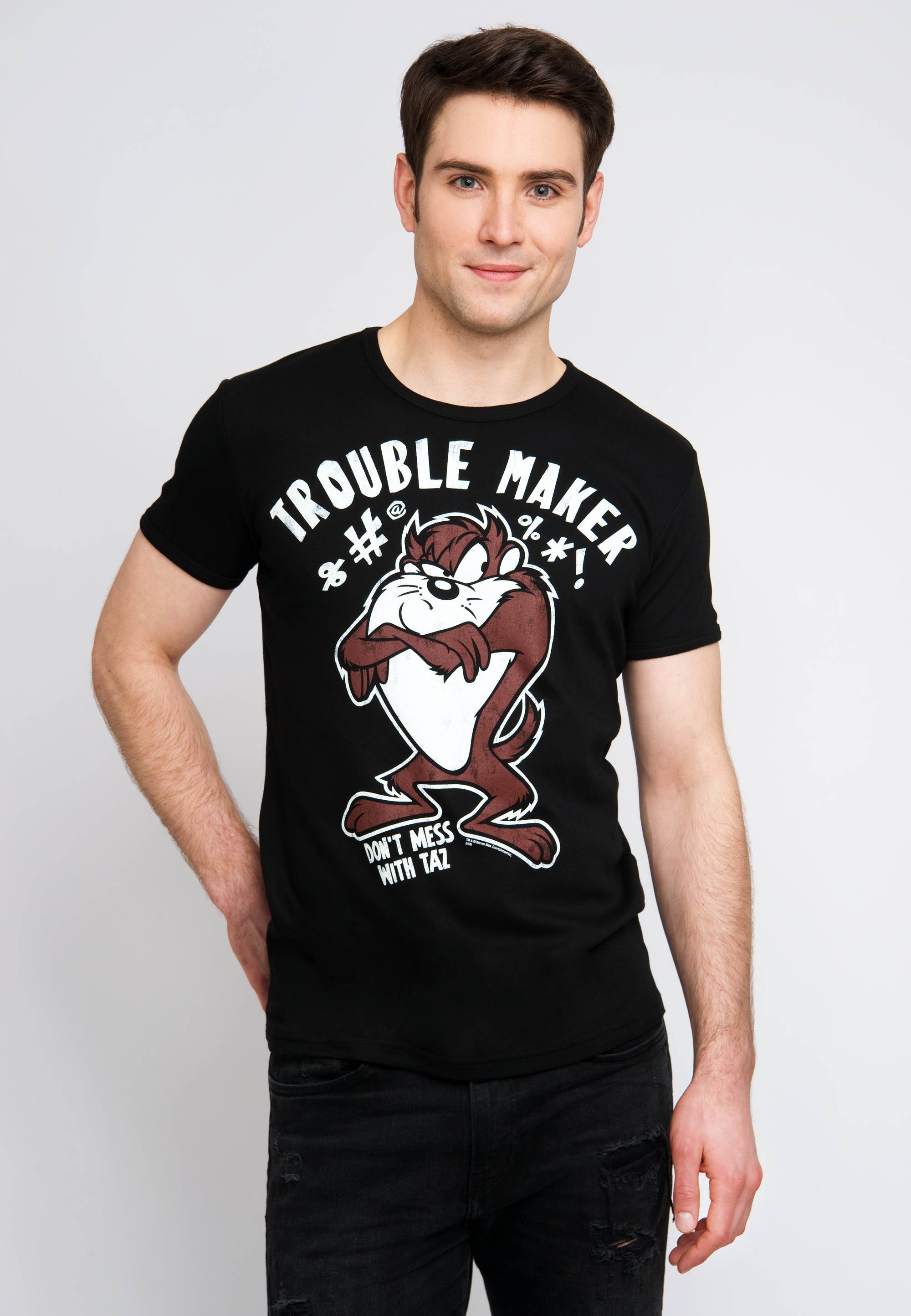 LOGOSHIRT T-Shirt Looney Tunes - Taz - Trouble Maker mit tollem Taz-Print