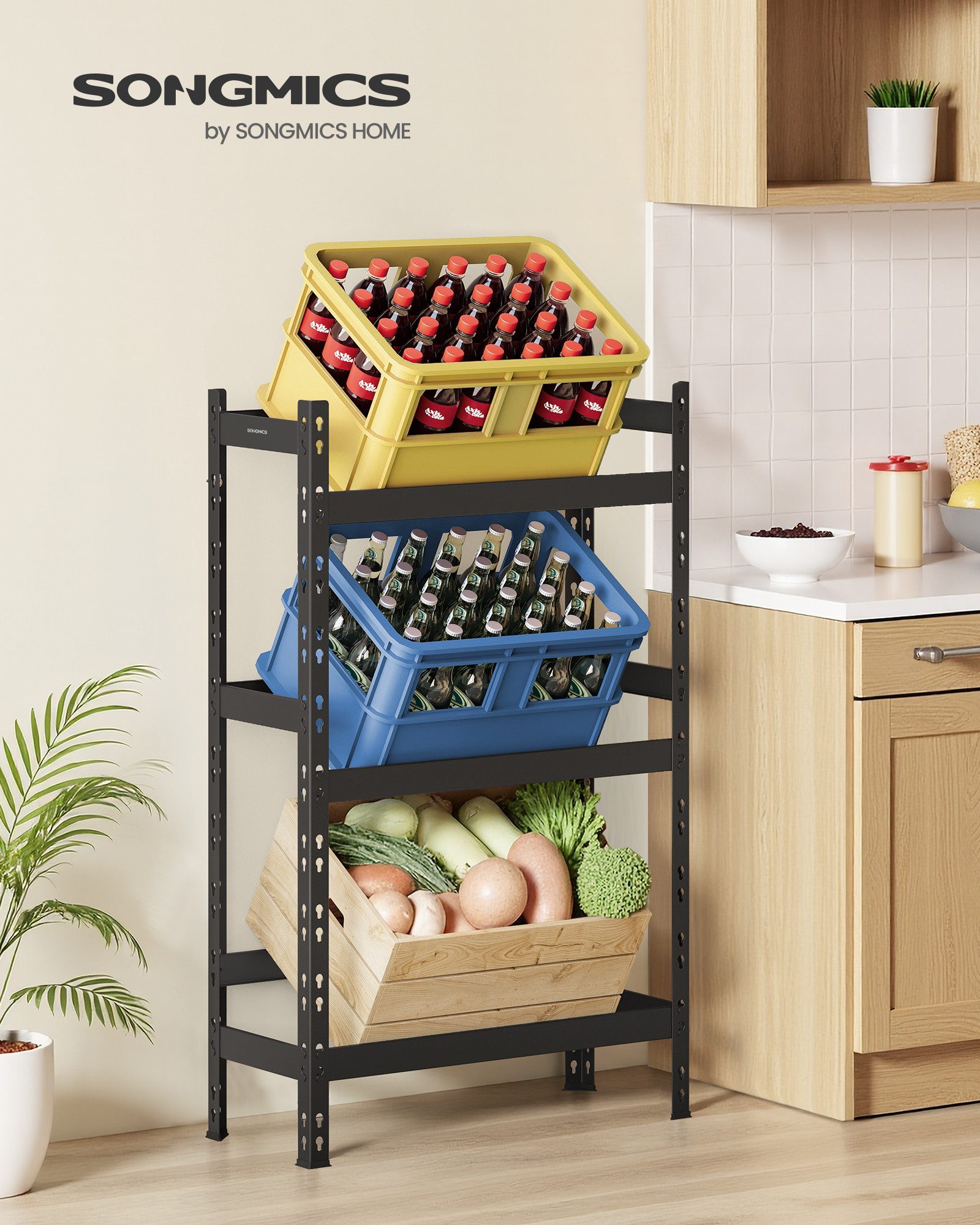 SONGMICS Flaschenregal, Getränkeregal, Getränkekistenregal, 6 Kisten, bis 9 günstig online kaufen