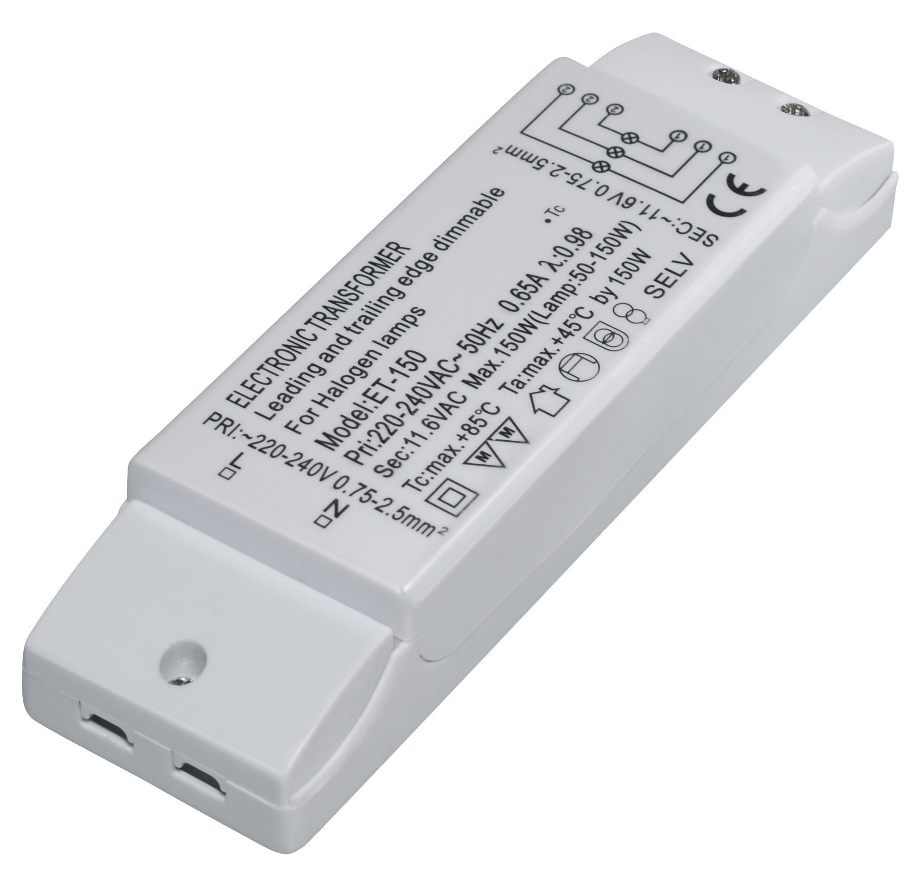 Elektronischer Halogen-Trafo 230/12V/50-150W, Überlastungsschutz, Trafo