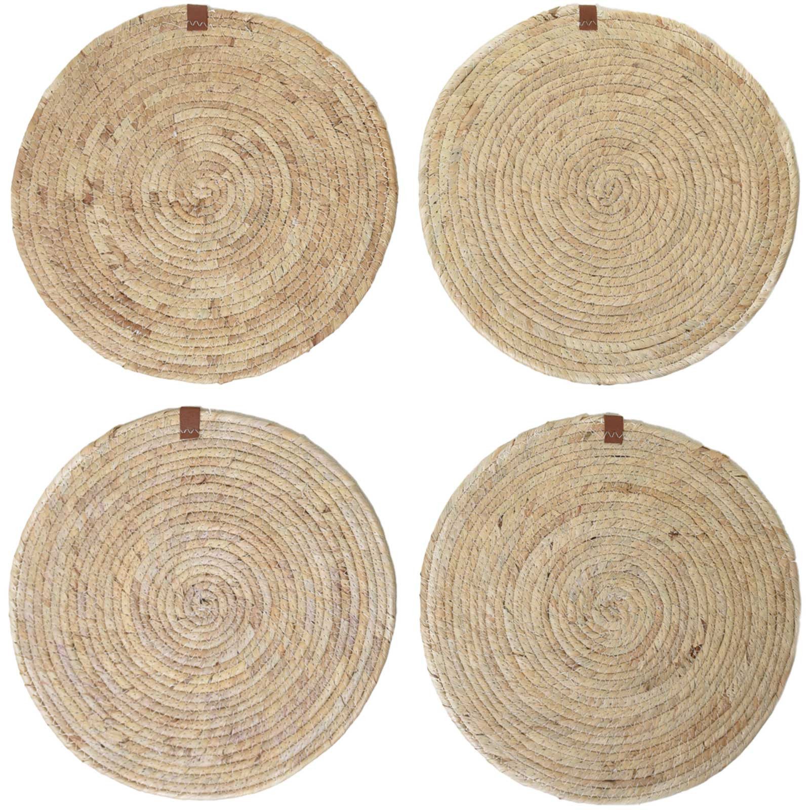 VIVANNO Platzset Maisblatt ILANA Rund - Natur Geflochten, (Set, 4-St), 35x0,50 cm
