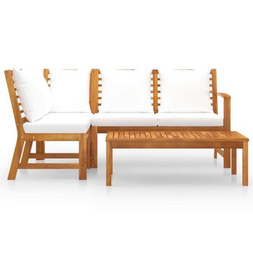 vidaXL Garten-Essgruppe 4-tlg Garten Lounge Set mit Auflagen Creme Massivholz Akazie Holz Sitz