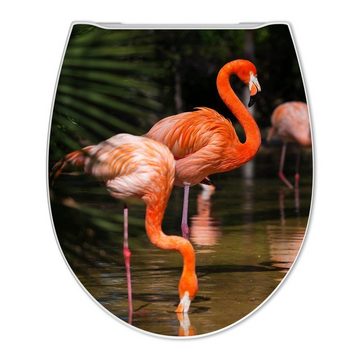 banjado WC-Sitz Motiv Flamingo (umweltfreundliches Material & Take-Off Technologie, Softclose Absenkautomatik), 45 x 38,4 x 4,2cm