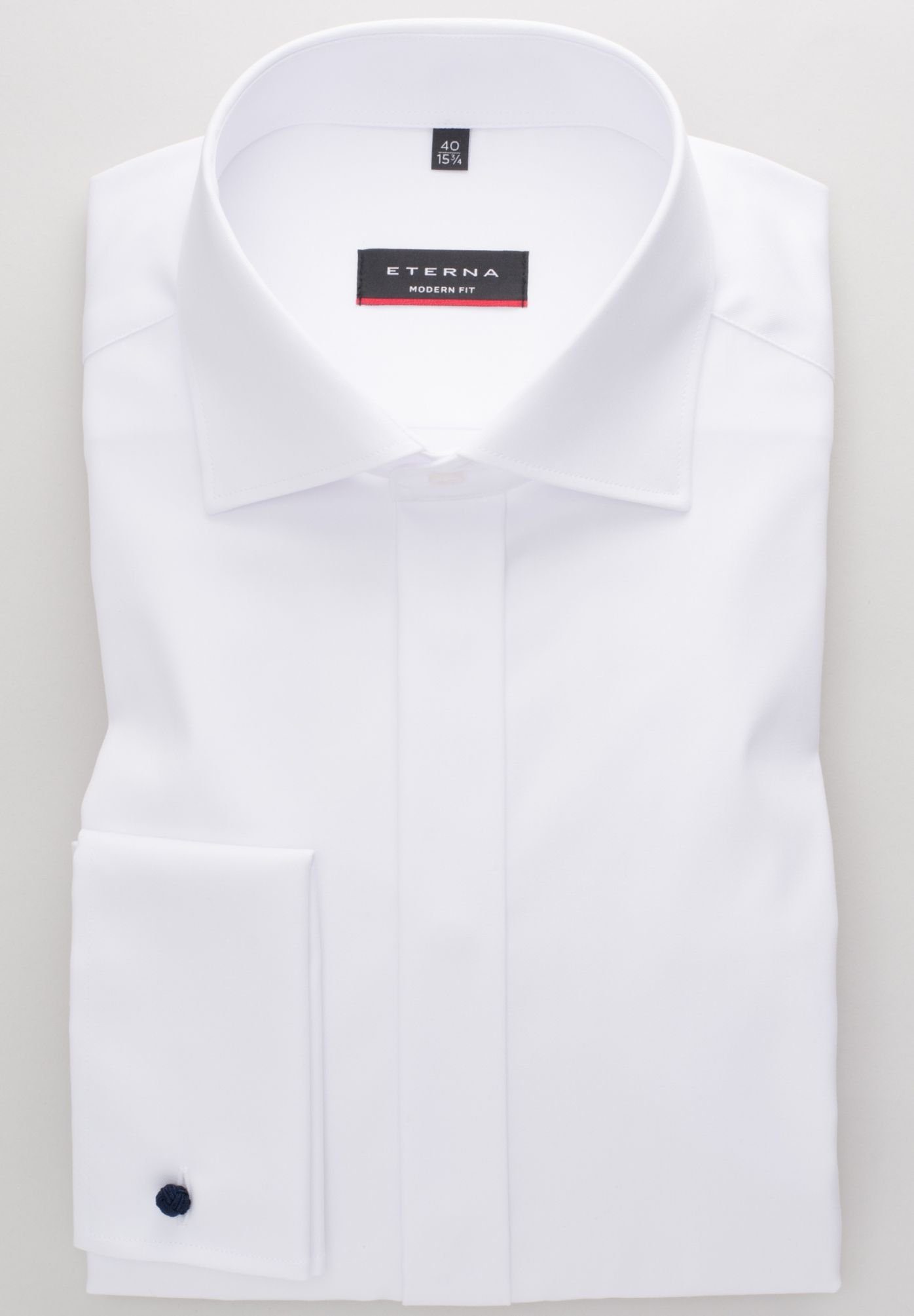 (00) Eterna Fit Langarmhemd Weiß Modern Einfarbig