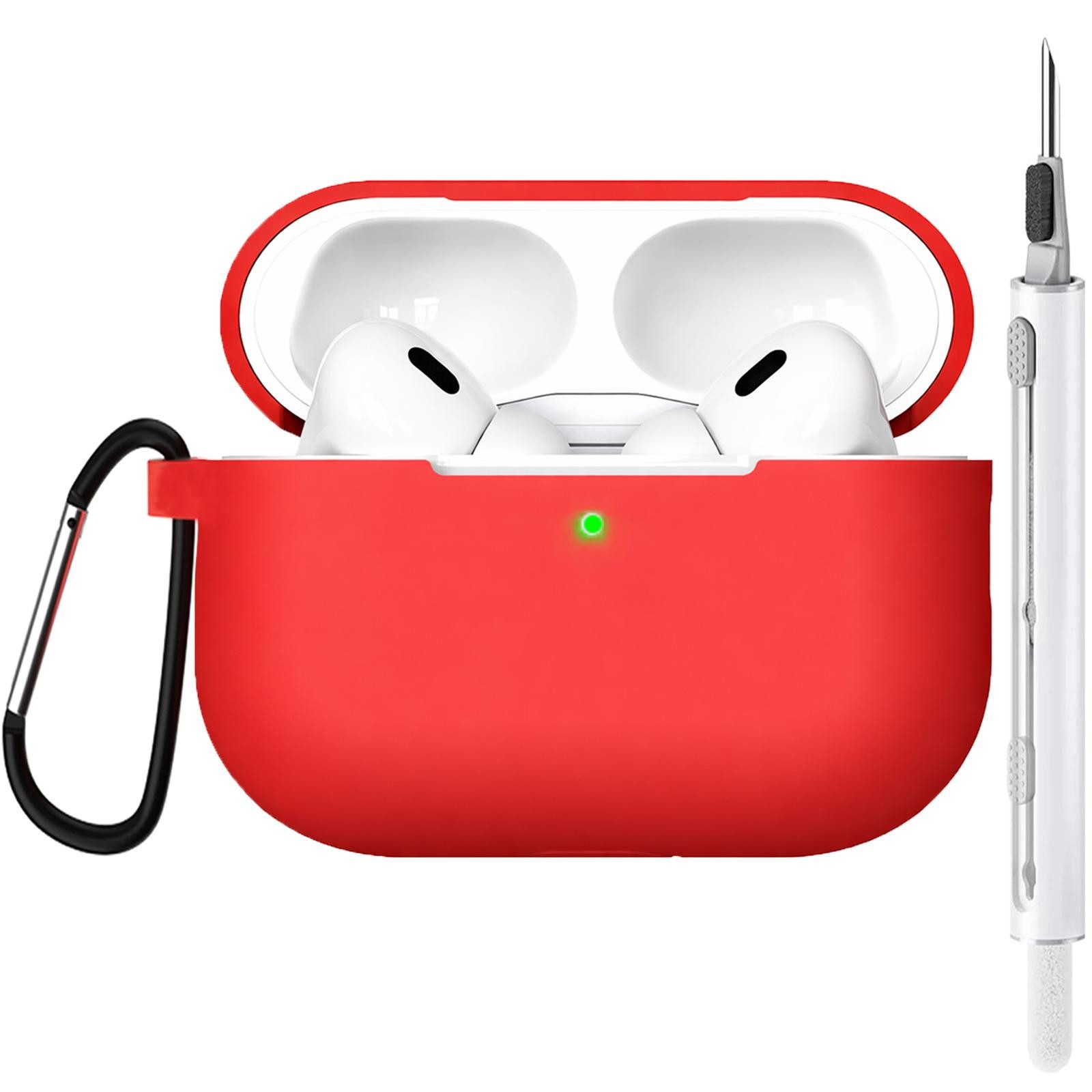 CoolGadget Kopfhörer-Schutzhülle für AirPods Pro 2 Silikon, Stoßfest Clip Karabiner kabelloses laden Case Schutz Cover