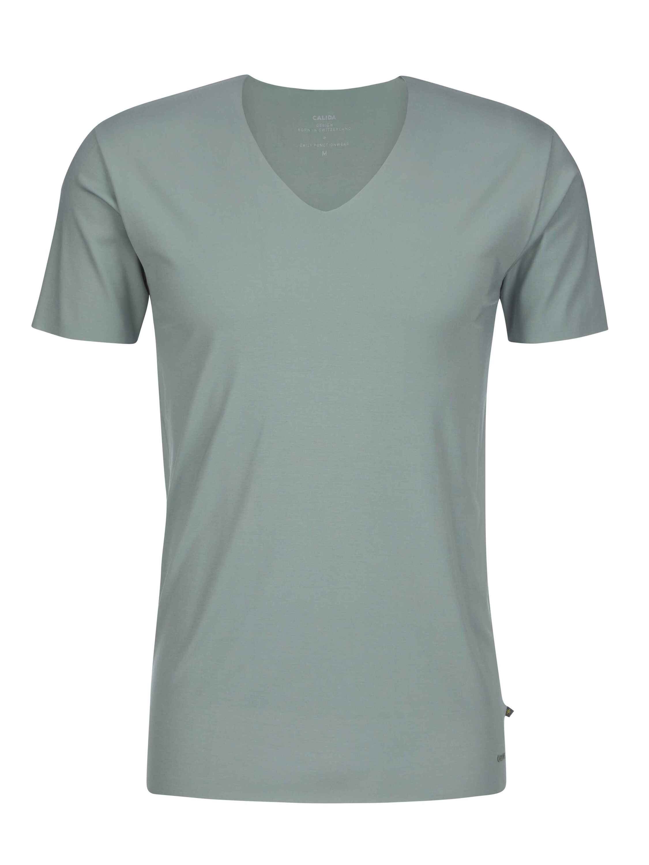 Kurzarm-Shirt, grey CALIDA V-Neck (1-St) slate Unterziehshirt