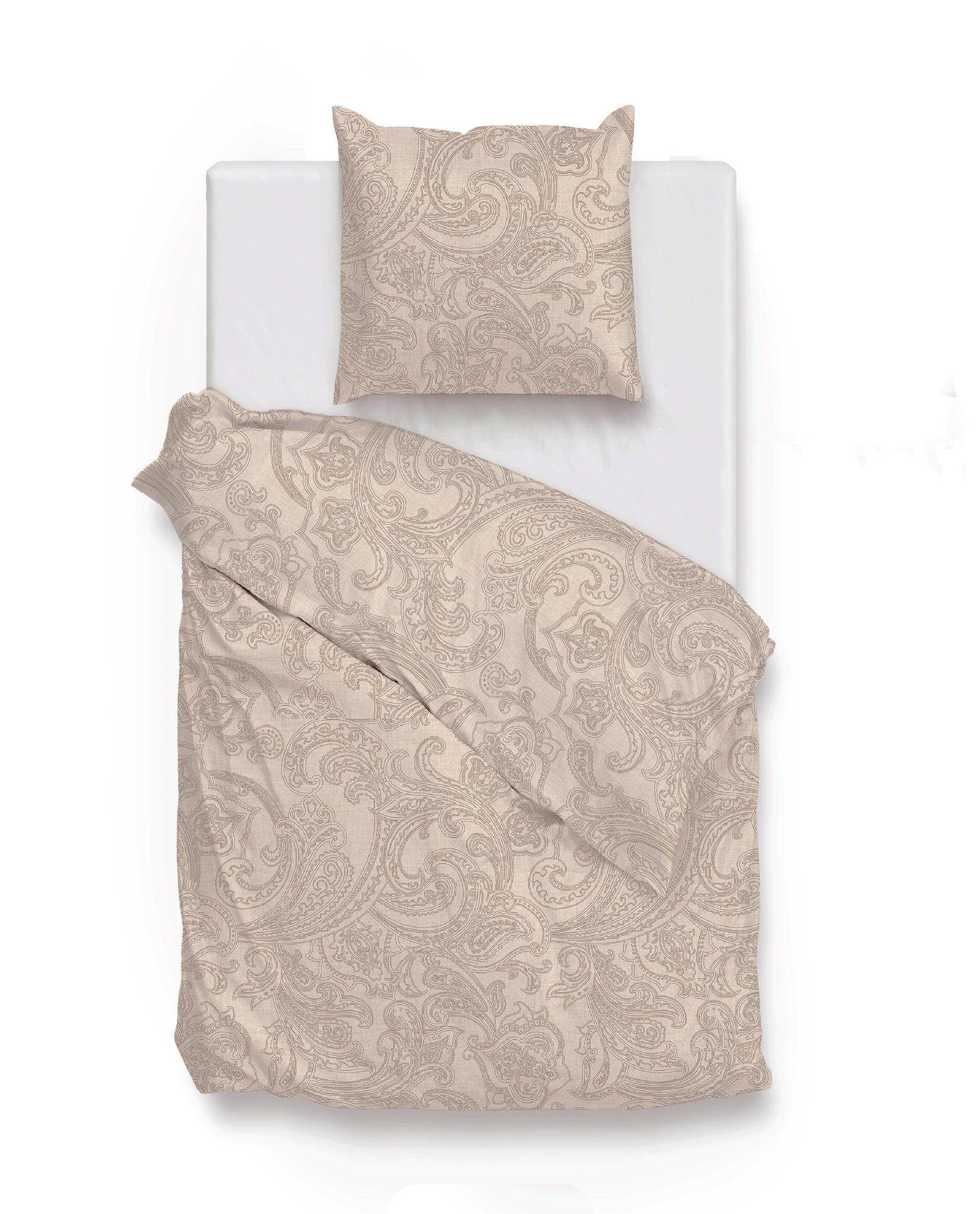 ZO HOME Bettwäsche Zo! Home Cotton Bettwäsche 135x200 Paisley di Lino Sandy beige natur, Baumwolle, 2 teilig