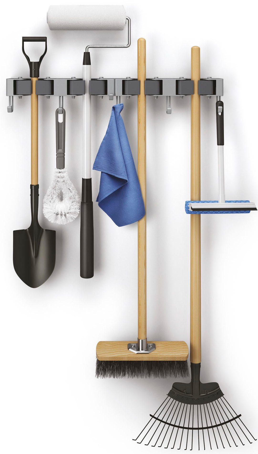 Metaltex Hakenleiste Hang-up, (Set, 2 St), Wandhalterung für Besen und Putzgeräte