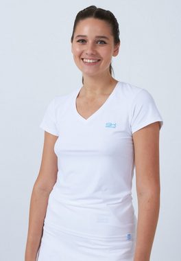SPORTKIND Funktionsshirt Tennis T-Shirt V-Ausschnitt Damen & Mädchen weiß