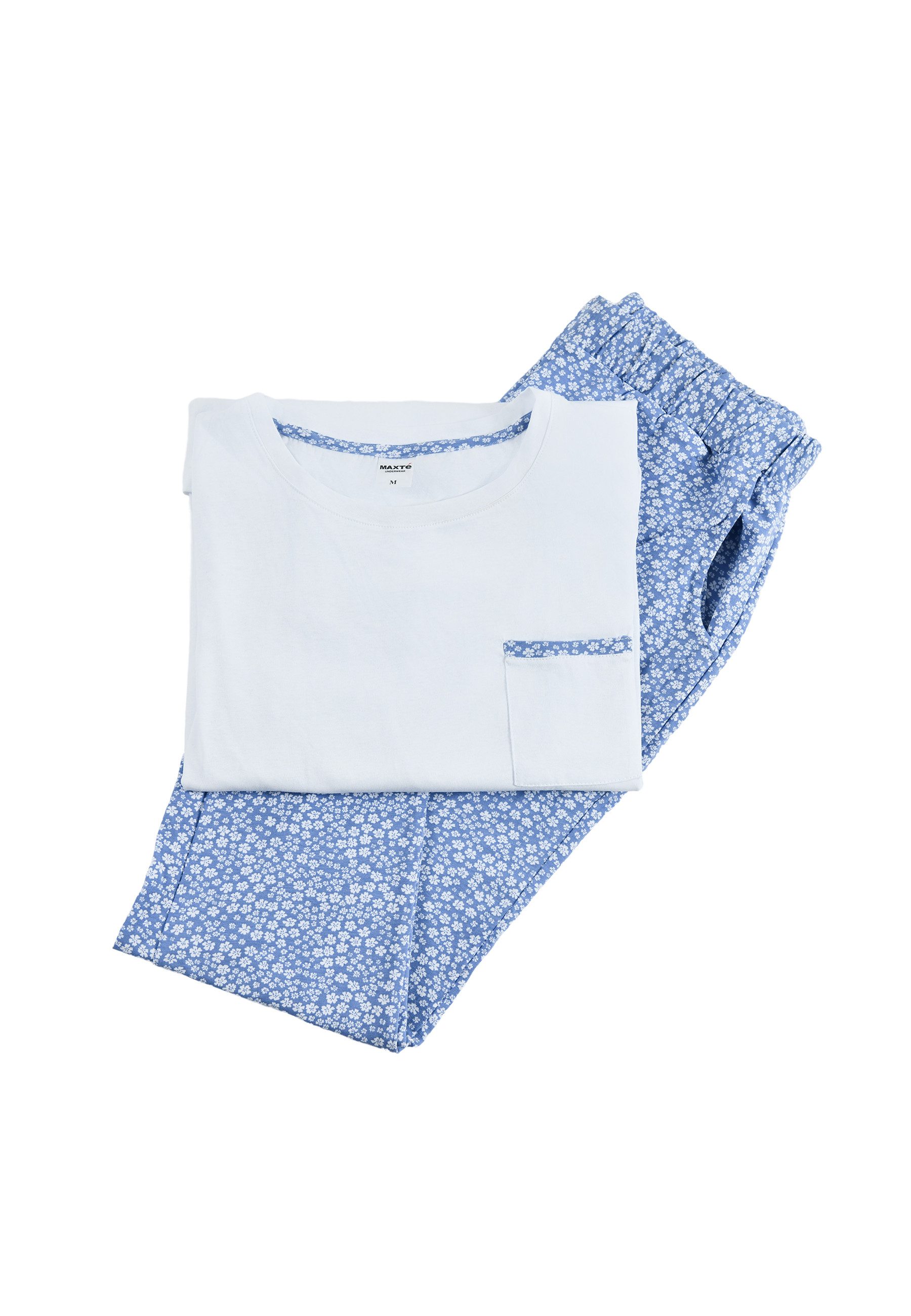 Schlafanzug Klassisches langärmeliges Pyjama-Set aus Baumwolle