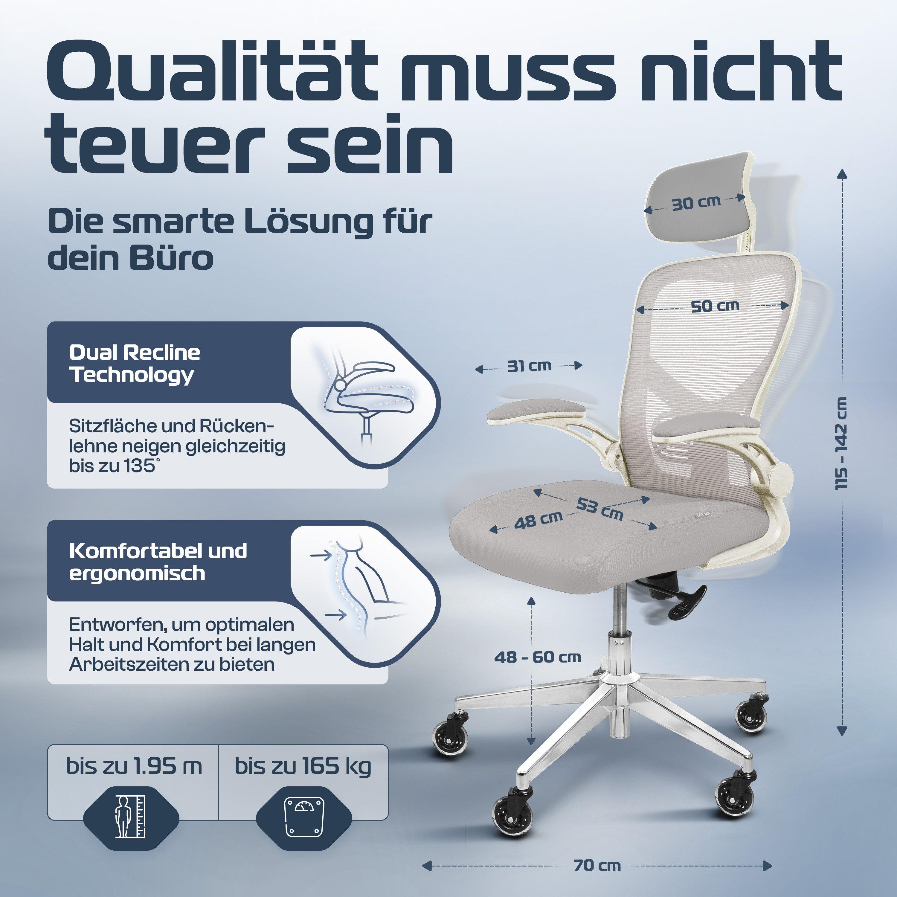 CLOUVOU Bürostuhl SmartSeat, Schreibtischstuhl, ergonomisch, Chefsessel, günstig online kaufen