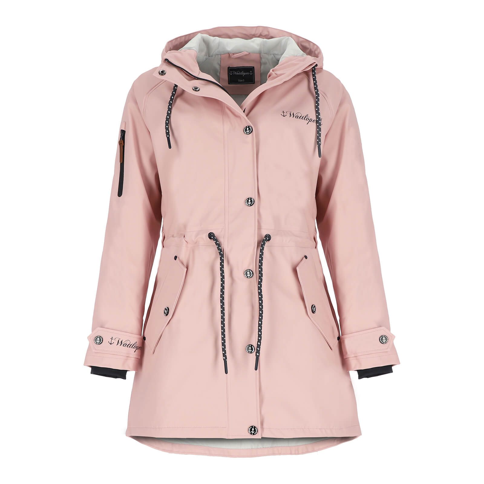 Wattlöper Regenmantel 50704 Damen Regenjacke Regenparka - Parka mit weicher Beschichtung Verschweißte Nähte, Abgedeckter Frontreißverschluss, Kordelzug-Kapuze – Bild 2 von 2