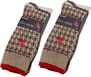 BRUBAKER Wandersocken Herren Stiefelsocken aus 94% Baumwolle für Wandern Trekking Freizeit (Set, 4-Paar, One Size (EU 41-46) gemusterte Thermosocken - Wintersocken für Männer