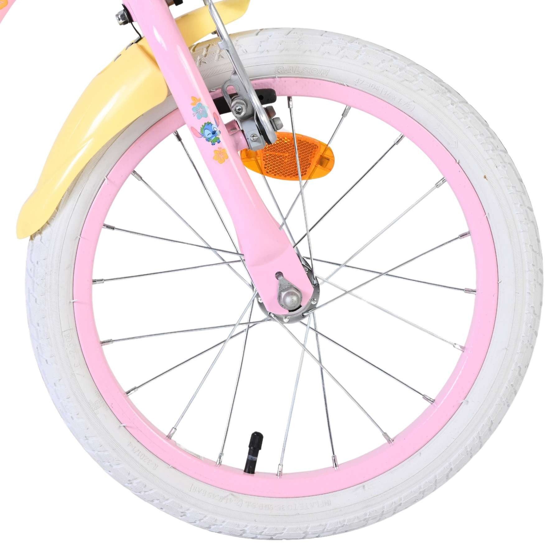 Volare Kinderfahrrad Disney Stitch Kinderfahrrad - Mädchen - 16 Zoll - Rosa - 2 Handbremsen