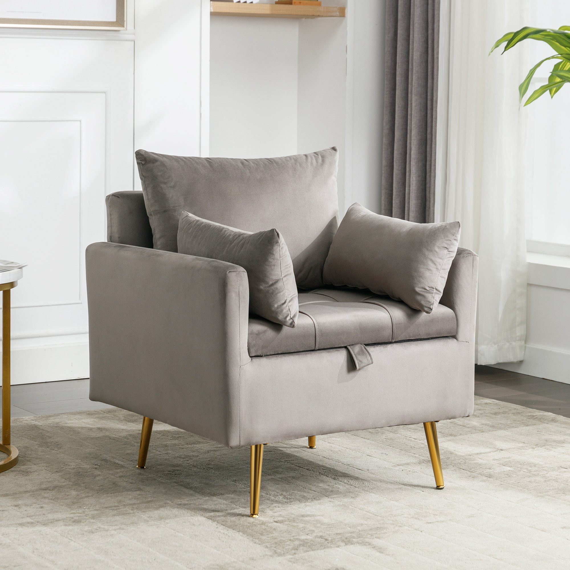 Merax Sessel mit Stauraum und goldenen günstig online kaufen