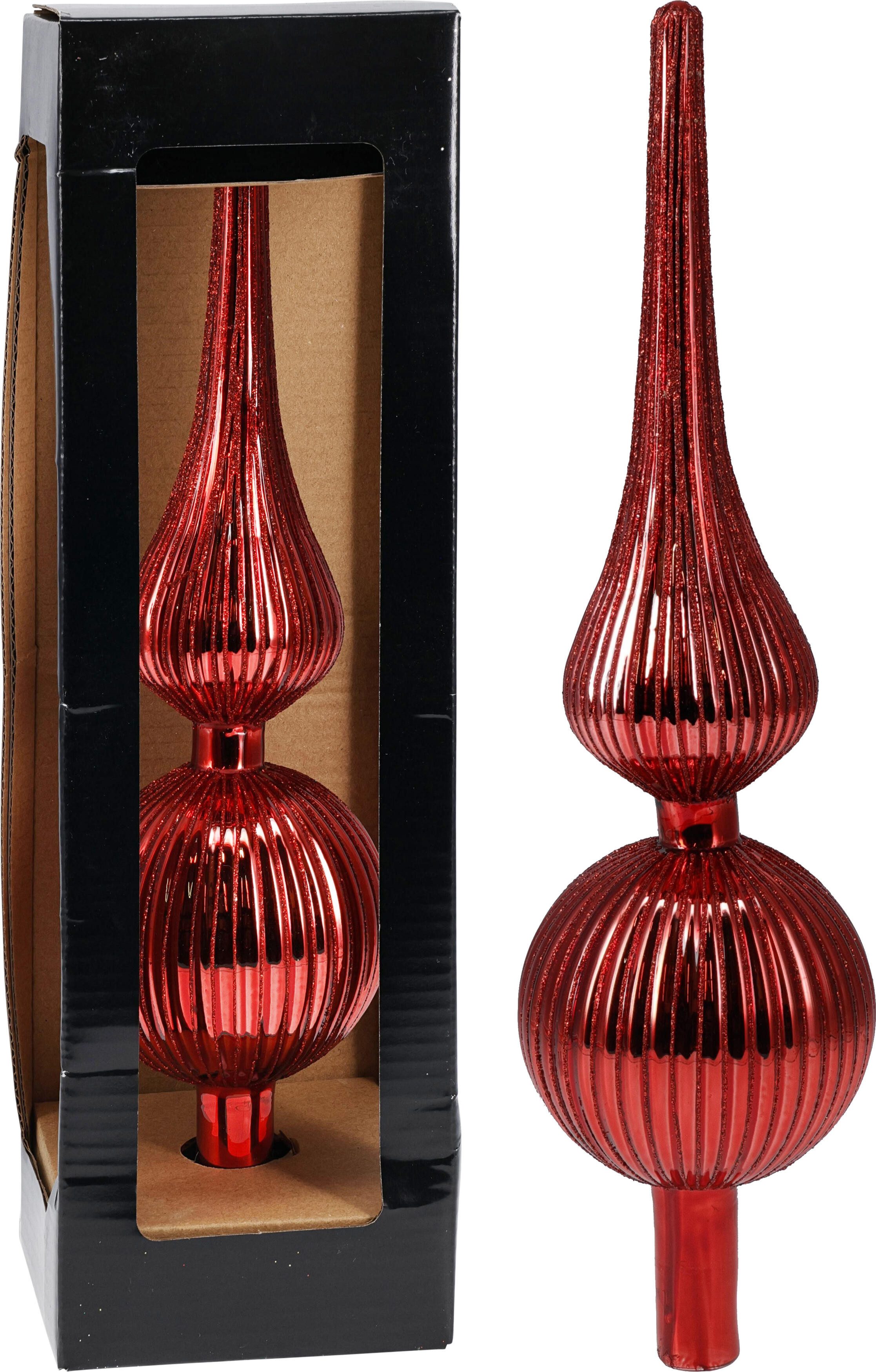 Koopman Christbaumspitze Baumspitze Glas Rot 30cm (1-tlg), Glas, Leichtgewichtig, 30cm hoch, Weihnachten – Bild 3 von 5