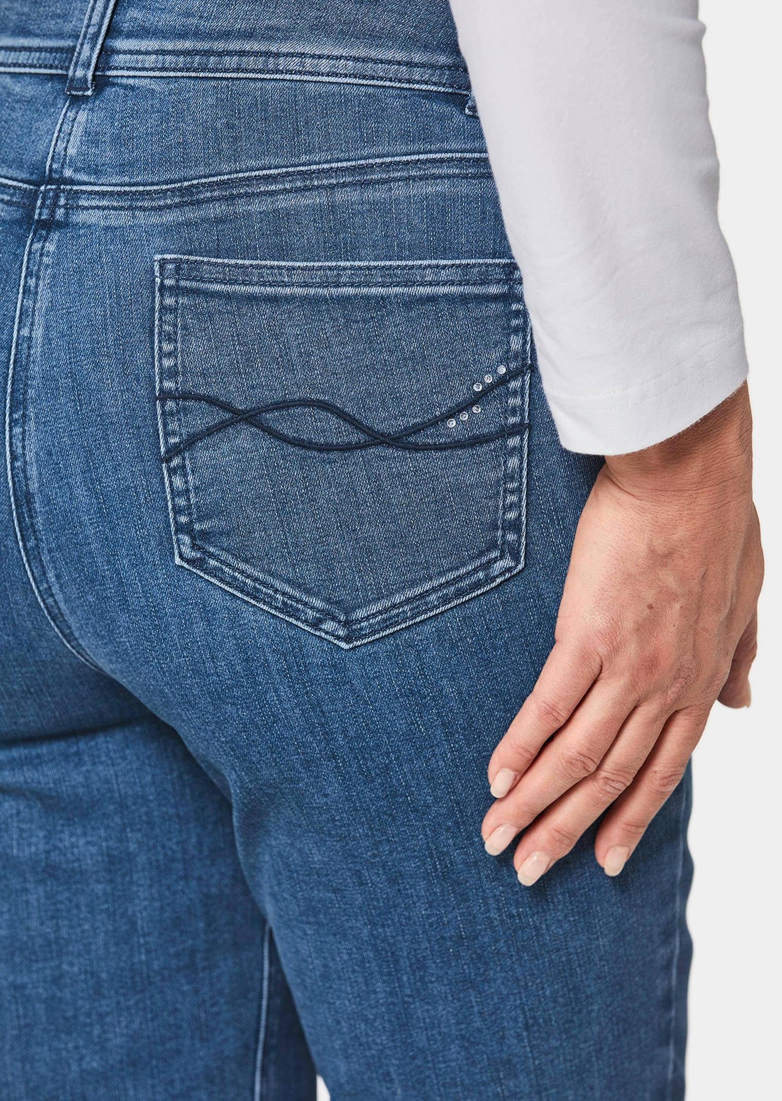 Superbequeme Bauchweg-Effekt Jeans marine Hose GOLDNER mit Bequeme