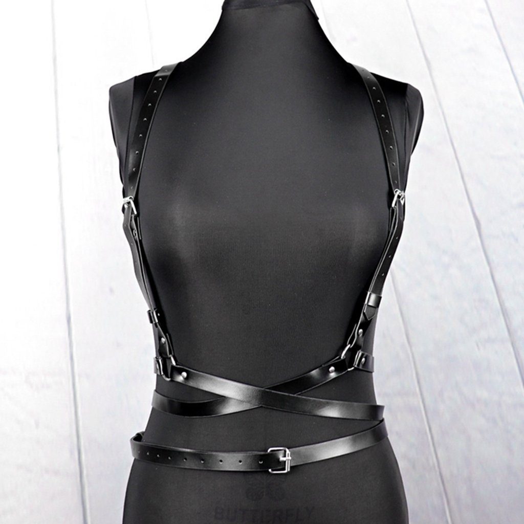 WaKuKa schwarzer Gothic-Körperkettengürtel Damen-Punk-Gürtel, Kettengürtel