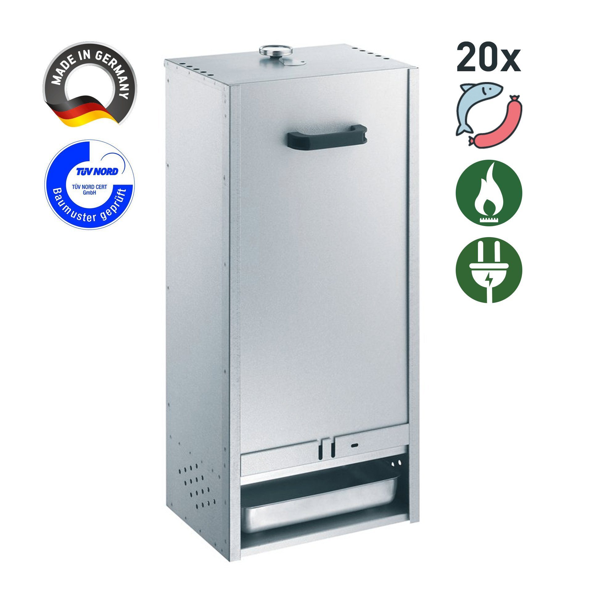 Peetz Räucherofen Räucherofen mit Schieber 63001 aluminiertes Stahl