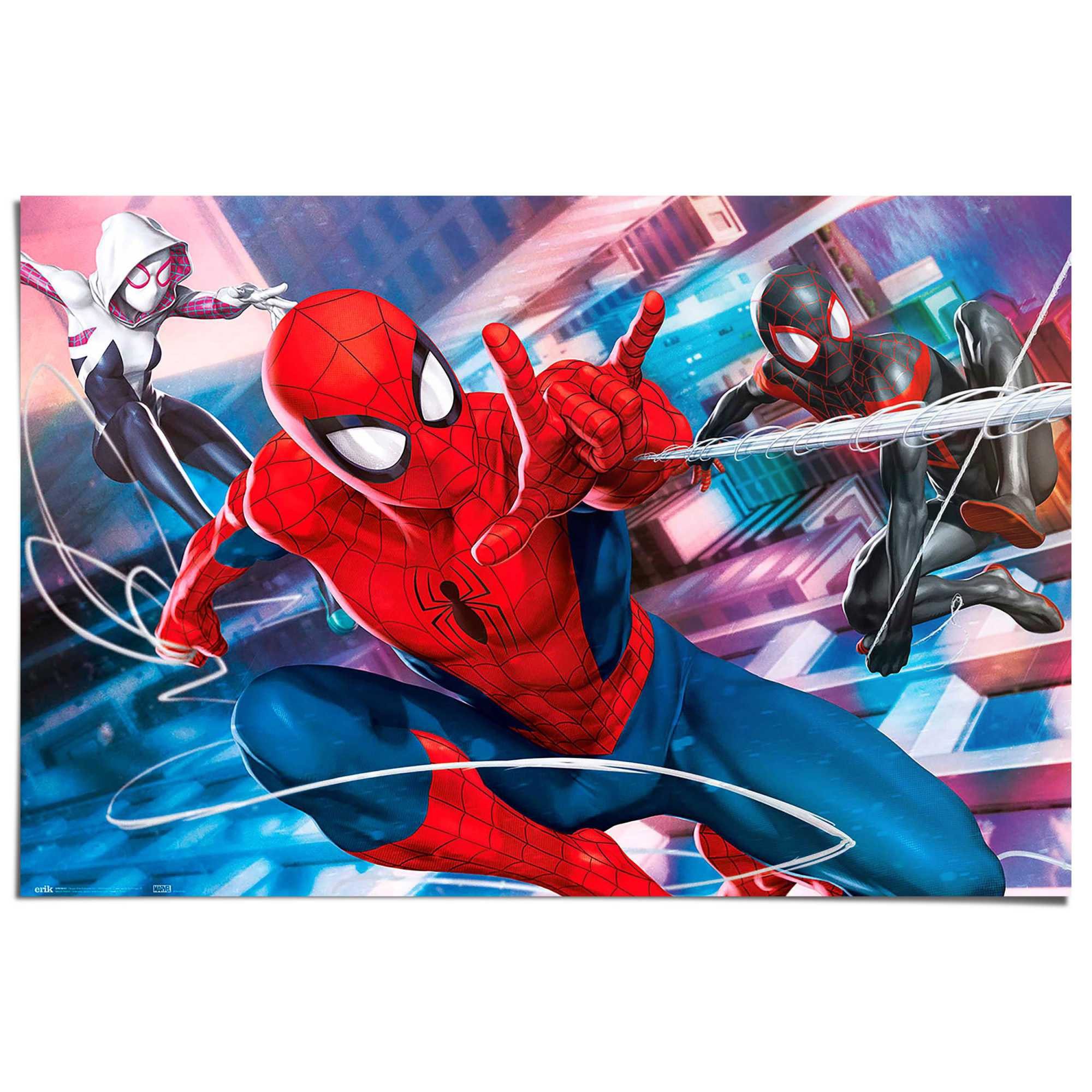 Reinders! Poster Marvel Spiderman - Peter, Miles & Gwen, Kinderzimmer - Blau - 150 gr. Papier - 91,5x61 cm