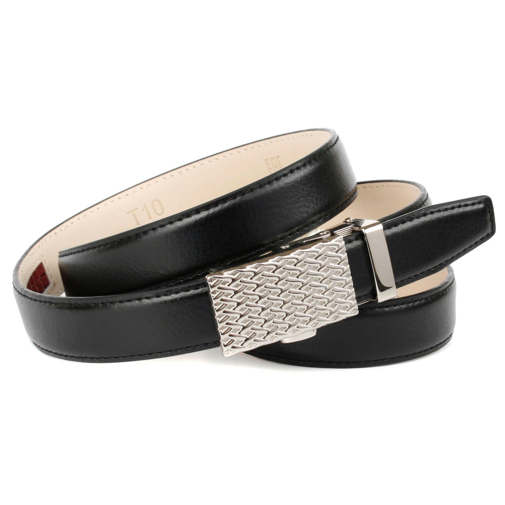 Anthoni Crown Ledergürtel elegante schwarz, Stilvoller Gürtel in Schließe
