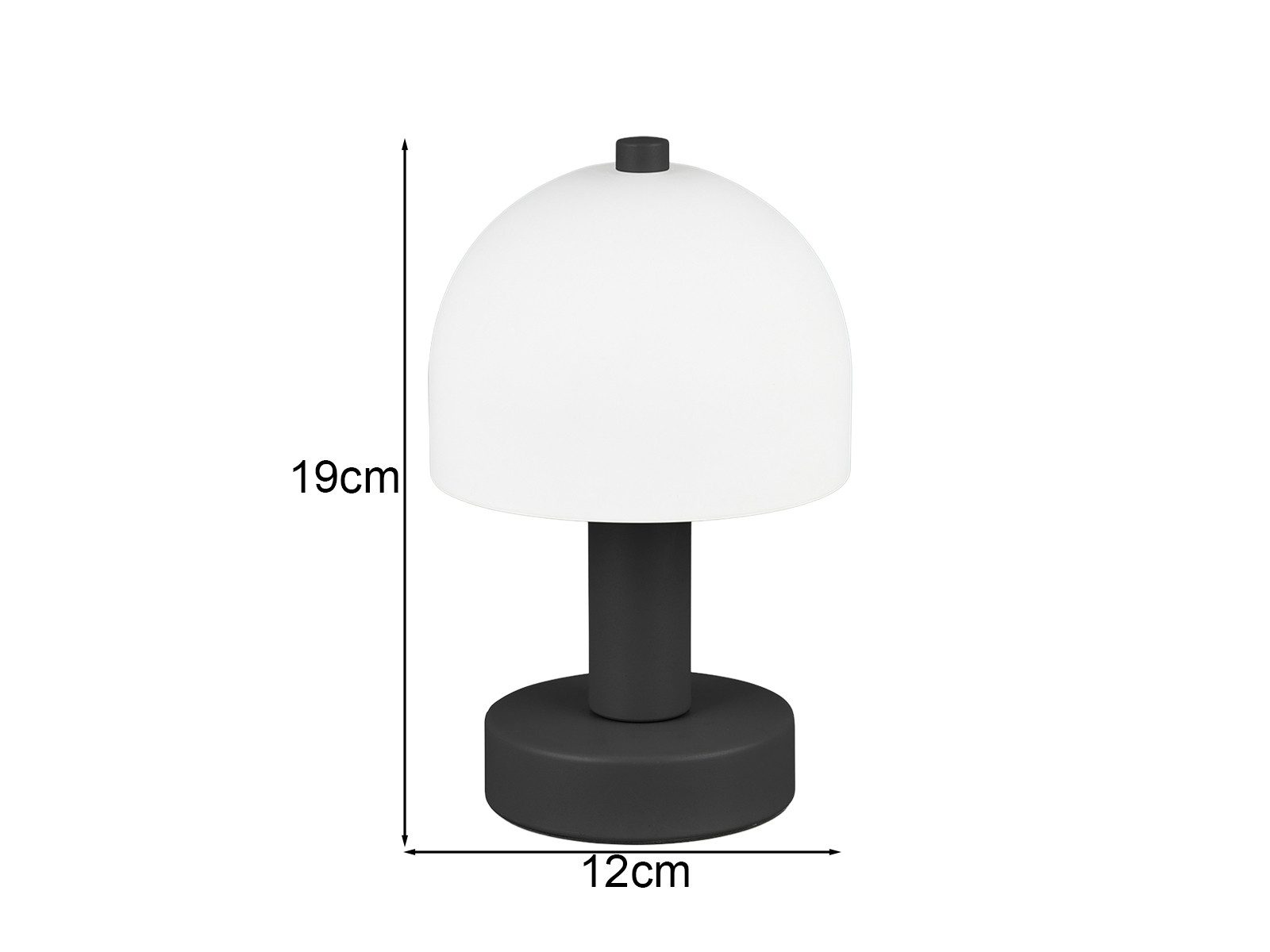 Reality Leuchten Tischleuchte, ohne Leuchtmittel, kleine Pilz-Lampe Schwarz mit Lampenschirm in Pilzform aus Glas H:19cm