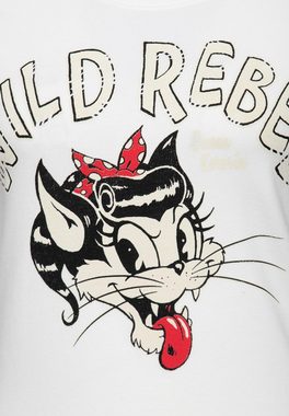 QueenKerosin Kurzarmshirt Wild Rebel mit Cartoon Print