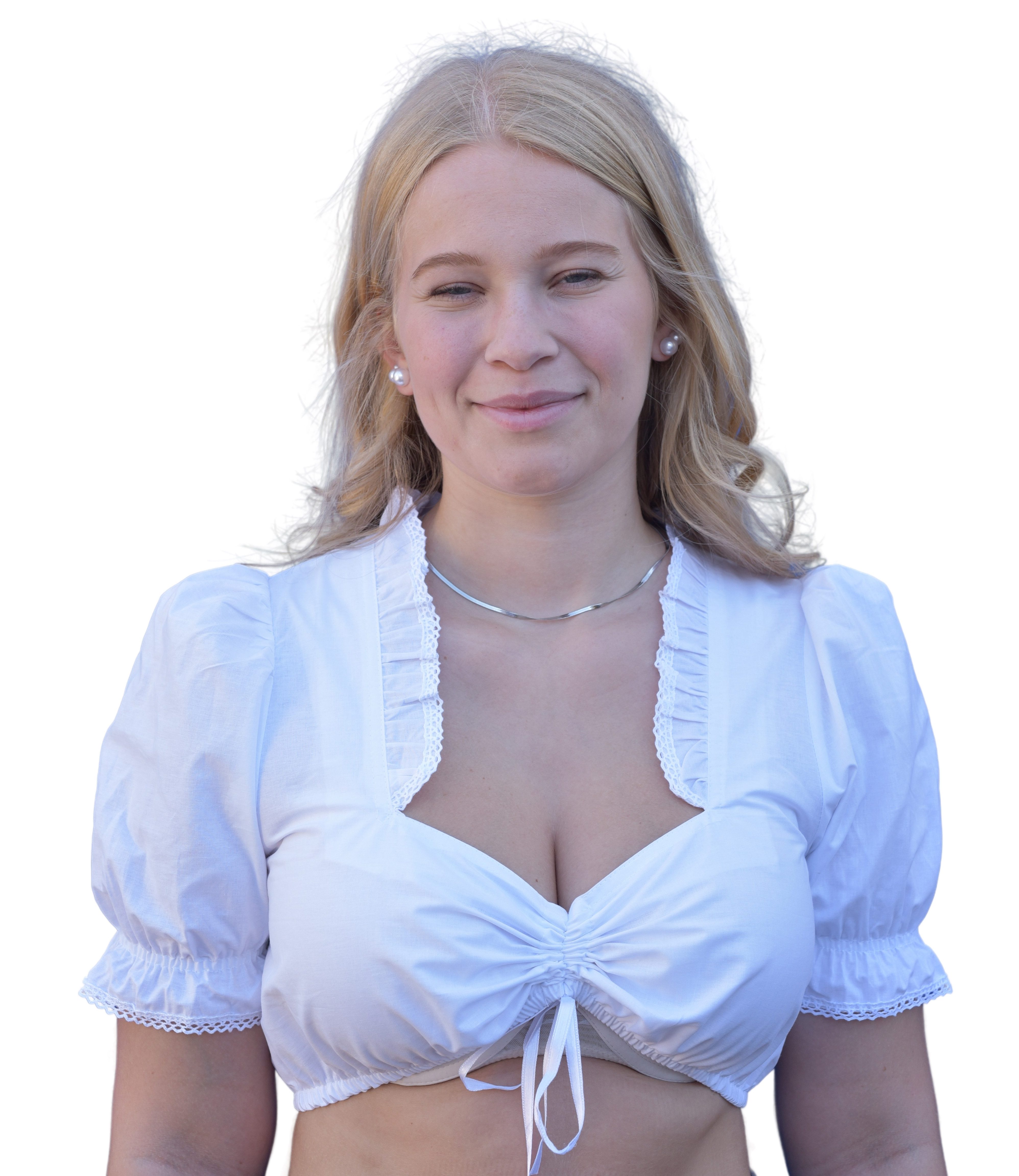 Entari Dirndlbluse Kurzärmig weiß Puffärmel B01gt günstig online kaufen
